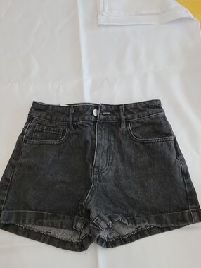 PacSun Black Washed High-Rise Denim Shorts (Mom Short)